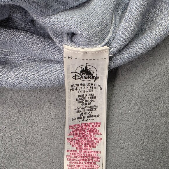 Disney Cardigan Sweater Womens Medium Blue White Snowflake Frozen Winter Holiday - Picture 11 of 13